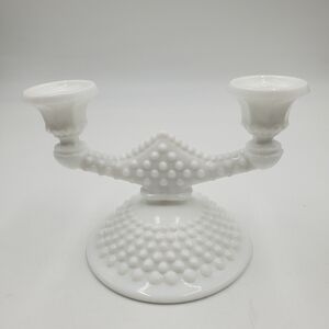 Fenton Hobnail Milk Glass Double Candle Holder